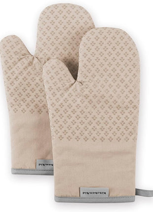 KitchenAid Asteroid Oven Mitt Set, 7"x12.5", Milkshake Tan, 2 Piece