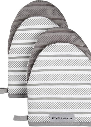 KitchenAid Albany Mini Oven Mitt 2-Pack Set, Grey, 5.5"x8"