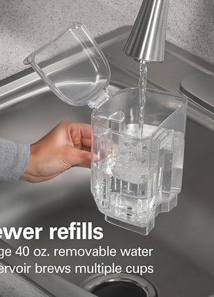 Hamilton Beach The Scoop Single Serve Coffee Maker & Fast Grounds Brewer for 8-14oz. Cups, Brews in Minutes, 40oz. Removable Reservoir, Stainless Steel (49987),Silver