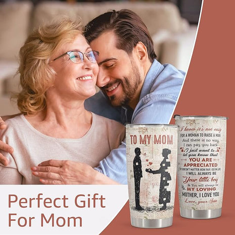 Macorner Mothers Day, Birthday Gifts for Mom, Women & Christmas Gifts From Son, Kids, Stainless Steel Tumbler 20oz