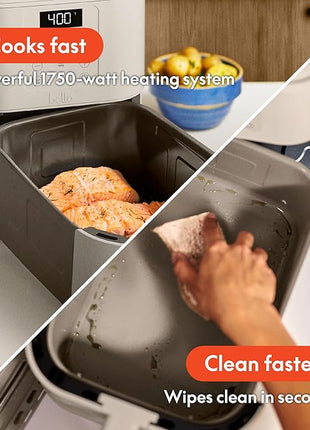 bella 6 Qt Slim Air Fryer, Fits-anywhere™ Kitchenware, EverGood™ Ceramic Nonstick Coating, Adjustable Temperature, 6 Preset Cooking Options, 60 Min Auto Shutoff w Audible Tone, 5lb Capacity, Oatmilk