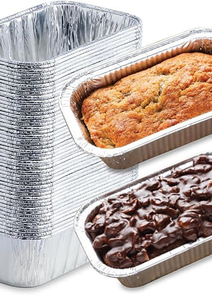 Spare Essentials (55 Pack) 1LB Mini Foil Loaf Pans - 1 Pound Disposable Aluminum Baking Pans for Individual Bread, Cake, Meatloaf - Small Loaf Pans with Liners, Small Bread Tins 6 x 3.5 x 2