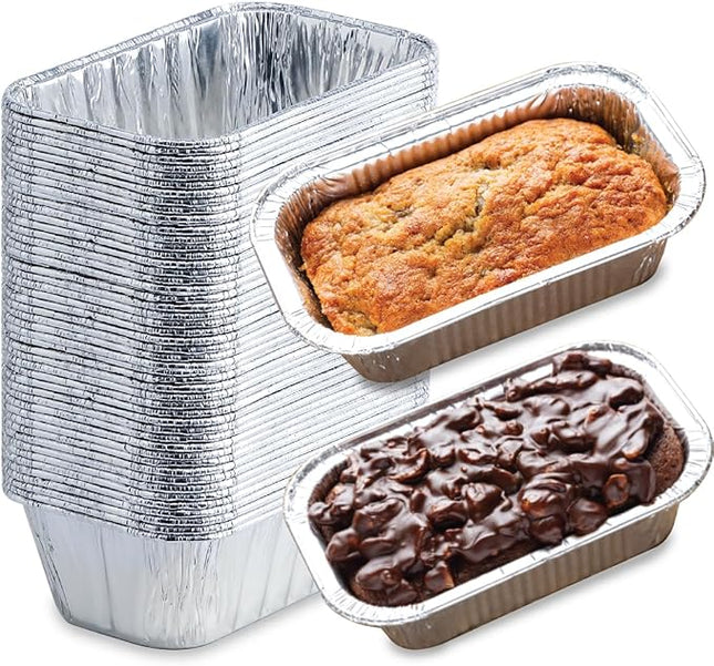 Spare Essentials (55 Pack) 1LB Mini Foil Loaf Pans - 1 Pound Disposable Aluminum Baking Pans for Individual Bread, Cake, Meatloaf - Small Loaf Pans with Liners, Small Bread Tins 6 x 3.5 x 2