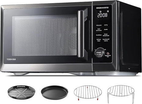 TOSHIBA Countertop Microwave Oven Air Fryer Combo, Inverter, Convection, Broil, Speedy Combi, Even Defrost, Humidity Sensor, Mute Function, 27 Auto Menu&47 Recipes, 1.0 cu.ft/30QT, 1000W