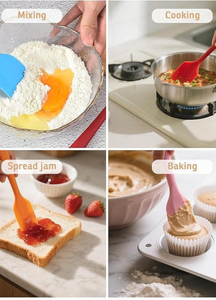 Silicone Spatula 11 inch and 8.3 inch Heat Resistant Rubber Spatulas Cooking Utensil Set Non-Stick Flexible Rubber Baking Spatulas for Cake/Cream/Pastry/Butter/Batter Mixing/Cooking