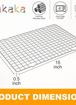 2PCS Cooling Racks for Cooking and Baking - 10" x 15"Heavy Duty Stainless Steel Wire Rack for Baking, Grilling, Roasting - Oven & Dishwasher Safe - Fits Jelly Roll Sheet Pan-Silver