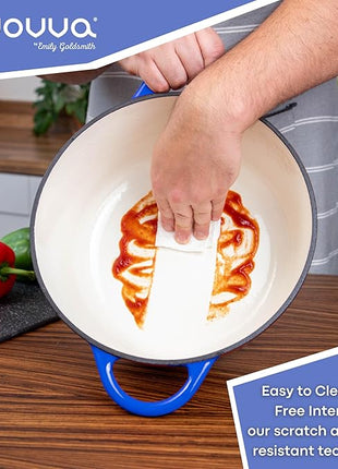 Cast Iron Dutch Oven with Lid – Non-Stick Ovenproof Enamelled Casserole Pot – Sturdy Dutch Oven Cookware – Dark Blue, 7.3-Quart, 30cm – by Nuovva