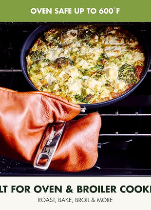 GreenPan Chatham Prime Midnight 8" and 10" Frying Pan Set, Hard Anodized Ceramic Nonstick, PFAS-Free, Dishwasher Safe, Oven Safe, Healthy Cooking Skillet for Eggs and Omelets, Black