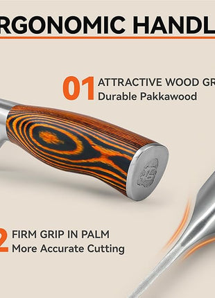 TUO 8" Chef Knife in Japanese Steel AUS-10, 67 Layers Damascus Kitchen Knife, High Carbon Steel Blade with Dragon Pattern & Pakkawood Handle