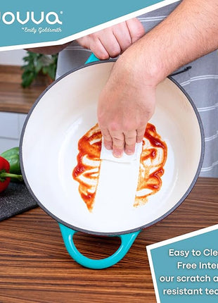 Cast Iron Dutch Oven with Lid – Non-Stick Ovenproof Enamelled Casserole Pot – Sturdy Dutch Oven Cookware – Blue, 7.3-Quart, 30cm – by Nuovva