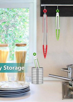 Kitchen Tongs Set of 3, Cooking Tongs with Silicone Tips, Non-Stick Non-Scratch Heat Resistant Tongs for Grilling Cooking BBQ Salad Serving (Multicolor, 7/9/12 Inch)