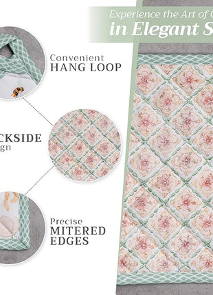 Maison d' Hermine Pot Holders Set 100% Cotton Heat Resistant Potholders 8" x 8" Hot Pads with Loop BBQ, Cooking, Baking, Grilling, Kitchen, Handling Hot Pans Spring/Summer (Pack of 2, Easter Dew)