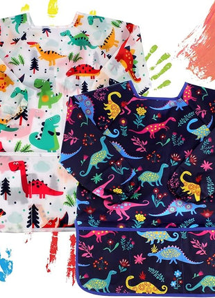 CUBACO Kids Painting Apron, 2pcs Waterproof Art Smocks For Child 3-8 Years, Kids Smocks for Painting Aprons with Long Sleeve