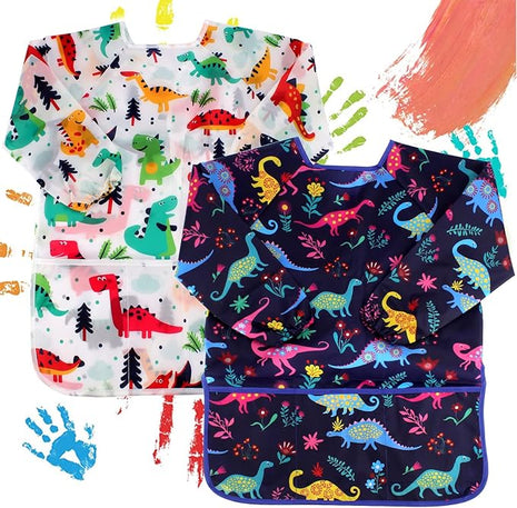 CUBACO Kids Painting Apron, 2pcs Waterproof Art Smocks For Child 3-8 Years, Kids Smocks for Painting Aprons with Long Sleeve
