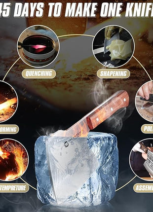 Dream Reach Meat Cleaver Knife Heavy Duty Bone Chopper Stainless Steel Butcher Axe Hand Forged Butcher Knife Meat Bone Cleaver for Kitchen Outdoor BBQ, Christmas Gifts for Men Women