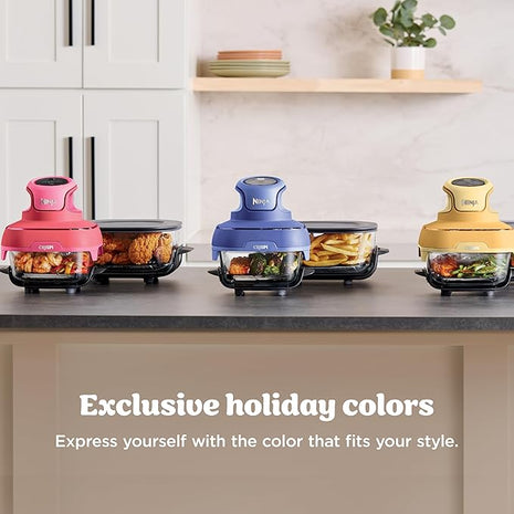 Ninja | Air Fryer | Crispi 4-in-1 Portable Cooking System | 4QT & 6 Cup Glass Containers, Crisper Plates & Storage Lids Included | Microwave, Freezer & Dishwasher Safe | Ginger Snap | FN101GD