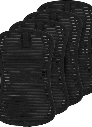 All-Clad Premium Pot Holder & Hot Pad: Heat Resistant to 500 Degrees - 100% Cotton, 10"x6.25" Hot Pad for Kitchen and Barbeque, 4-Pack, Black