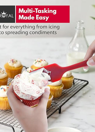 Silicone Spatula Set - 4-Piece Rubber Spatulas Silicone Heat Resistant 600°F for Everyday Task - Seamless Design Kitchen Spatulas for Nonstick Cookware - Red