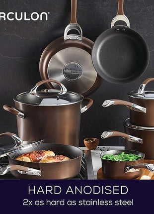 Circulon Symmetry Dishwasher Safe Hard Anodized Nonstick Cookware Pots and Pans Set, 11-Piece, Chocolate