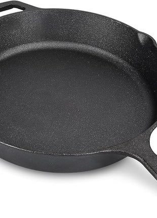 Navaris Cast Iron Skillet - 10 inch Cast Iron Pan - Seasoned Cookware for Frying, Cooking, Oven, Stove Top, Camping