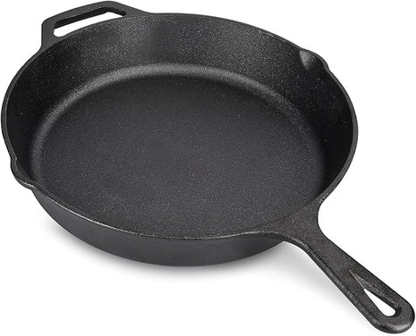 Navaris Cast Iron Skillet - 10 inch Cast Iron Pan - Seasoned Cookware for Frying, Cooking, Oven, Stove Top, Camping
