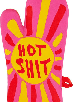 Blue Q Hot Sh*t Funny Oven Mitts - Cute Oven Mitts, Home Kitchen Gifts, Cooking Accessories, Super-Insulated Quilting, Comfy Natural-Fitting Shape, Pot Holders, 100% Cotton, Size 12.5" L x 7.5" W