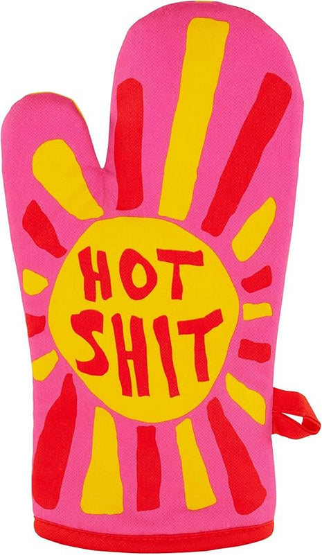 Blue Q Hot Sh*t Funny Oven Mitts - Cute Oven Mitts, Home Kitchen Gifts, Cooking Accessories, Super-Insulated Quilting, Comfy Natural-Fitting Shape, Pot Holders, 100% Cotton, Size 12.5" L x 7.5" W