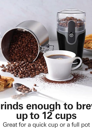 Hamilton Beach Fresh Grind Electric Coffee Grinder for Beans, Spices and More, Stainless Steel Blades, Removable Chamber, Makes up to 12 Cups, Black
