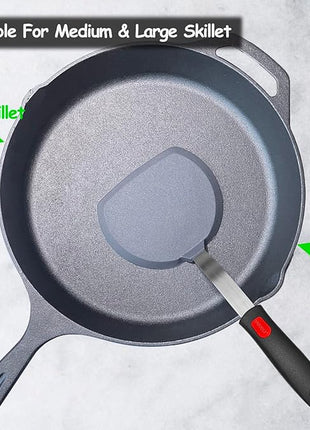 Silicone Pancake Spatula Turner with Lengthened Handle, Heat Resistant Cooking Spatulas for Nonstick Cookware, Large Flexible Kitchen Utensils BPA Free Rubber Flipper for Egg, Pancake, Fish, Burger