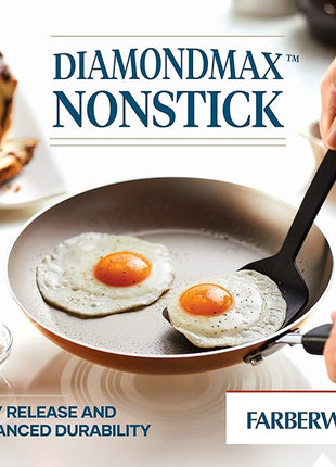 Farberware Cookstart DiamondMax Nonstick Cookware/Pots and Pans Set, Dishwasher Safe, Includes Baking Pan and Cooking Tools, 15 Piece - Copper