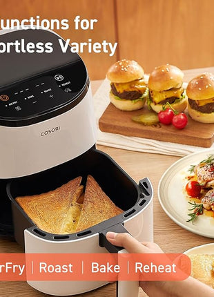 COSORI Air Fryer 2.1 Qt, 4-in-1 Small Mini Airfryer, Bake, Roast, Reheat, 97% Less Oil, Compact & Quiet, Nonstick & Dishwasher Safe Basket, 30 In-App Recipes with Nutrition Facts, Auto-Shut Off, White