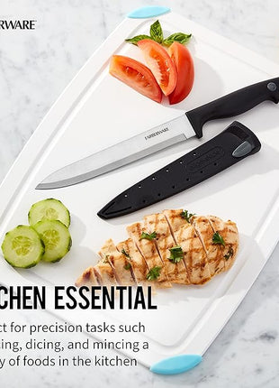 Farberware Edgekeeper 8-Inch Slicing Knife with Self-Sharpening Blade Cover, High Carbon-Stainless Steel Kitchen Knife with Ergonomic Handle, Razor-Sharp Knife, Black