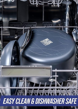 Blue Diamond Cookware Hard Anodized Ceramic Nonstick, 10 Piece Cookware Pots and Pans Set, Non-Toxic PFAS-Free, Dishwasher and Oven Safe, Durable, Even Heating, Metal Utensil Safe, Gray