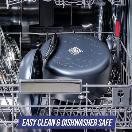 Blue Diamond Cookware Hard Anodized Ceramic Nonstick, 10 Piece Cookware Pots and Pans Set, Non-Toxic PFAS-Free, Dishwasher and Oven Safe, Durable, Even Heating, Metal Utensil Safe, Gray