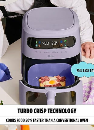 CRUX x Marshmello 8.0 QT Digital Air Fryer with TurboCrisp Technology, Touch Screen Temperature Control, Timer and Auto Shut-off, Fully Programmable, Silicone Liner Included, Lavender