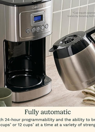 Cuisinart 12-Cup Coffee Maker, Programmable PerfecTemp Thermal Carafe Coffee Machine with 1-4 Cup Setting, Brew Strength Control and Brew Pause, Stainless Steel, DCC-3400NAS, Silver