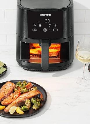 Chefman TurboTouch Easy View Air Fryer, The Most Convenient And Healthy Way To Cook Oil-Free, Watch Food Cook To Crispy And Low-Calorie Finish Through Convenient Window, 8 Qt