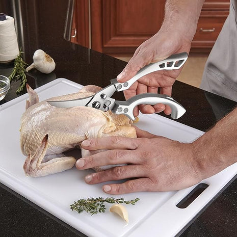 Dreach Reach Heavy Duty Poultry Shears with Serrated Edge - Kitchen Scissors For Chicken, Bone, Meat, Turkey, Fish - No Rust, Spring Loaded, Stainless Steel