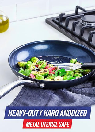Blue Diamond Cookware Hard Anodized Ceramic Nonstick, 8" Frying Pan Skillet, PFAS-Free, Dishwasher Safe, Oven Safe, Grey