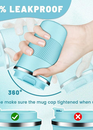 Insulated Coffee Tumblers with Flip Lid 12oz / 17oz, Stainless Steel Travel Coffee Mug Leak Proof, Vacuum Insulated Coffee Mug Reusable Cup, Keeps Cold and Hot for Coffee Tea