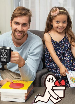 KLUBI Christmas Gifts for Dad – Funny Father Mug, 14oz Black Coffee Cup, Xmas Present for Dad, Thinking of You Coffee Gifts for Men, Birthday Present for Men, Awesome Father Idea