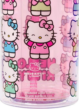 Silver Buffalo Sanrio Hello Kitty Expressions Poses Plastic Cold Cup with Lid and Straw, 20 Ounces