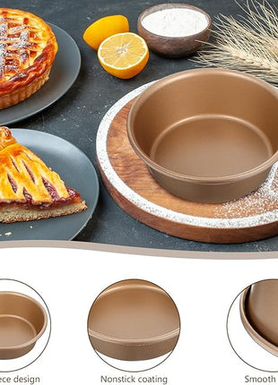 6PCS Air Fryer Jumbo Muffin Cupcake Pans, Mini Pie Pan, 4 Inch Hamburger Bun Mold, Non-Stick Air Fryer Egg Baking Pan Individual Mini Cake Pans for Baking