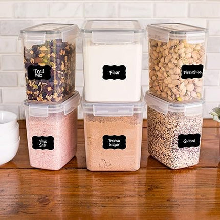 Simply Gourmet Airtight Food Storage Containers with Lids – 6 Piece Assorted Size Kitchen Pantry Organization Set, BPA-Free Clear Plastic, Stackable Containers for Cereal, Flour, Sugar, Rice, Snacks