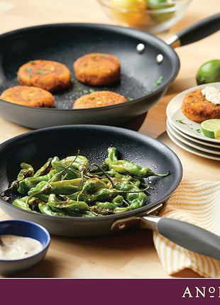 Anolon Advanced Home Hard-Anodized Nonstick Skillets (2 Piece Set- 10.25-Inch & 12.75-Inch, Moonstone)