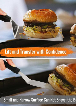 HULISEN Stainless Steel Spatula 2 pcs, 6 x 5 Inch Large Metal Spatula with Cutting Edges, Griddle Spatula for Smashed Burger, Essential Flat Top Grill Accessories, Grill Spatula for Outdoor Grill