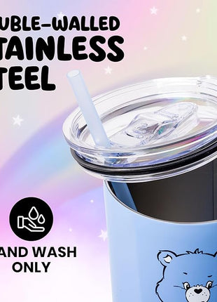 Silver Buffalo Care Bears Grumpy Bear Like I Care Stainless Steel Tumbler with Handle and Straw, Fits in Standard Cup Holder, 40 Ounces (Pack of 12)