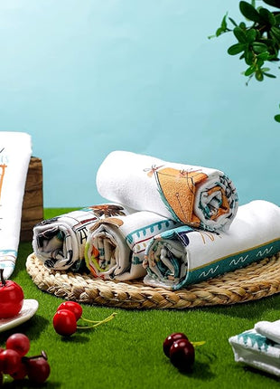 Set of 6 Camping Kitchen Towels White Absorbent Dishcloth Bonfire Tent Car Tea Towels 24 x 16 Inches with Funny Sayings Novelty Gifts for Campers Happy Camper Camping Accessories for Rv Campers