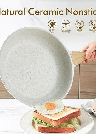 SENSARTE Nonstick Ceramic Frying Pan Skillet, 11 Inch Omelet Pan, Healthy Non Toxic Induction Compatible Egg Pan with Heat Resistant Handle, PTFE and PFAS-Free