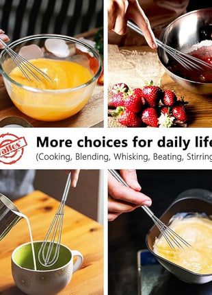 Walfos Long Small Whisks Skinny Little Whisk 10 inch Tiny Mini Whisk With Long Handle for Mixing Sauces, Coffee, Cooking,Beating, Blending Ingredients,